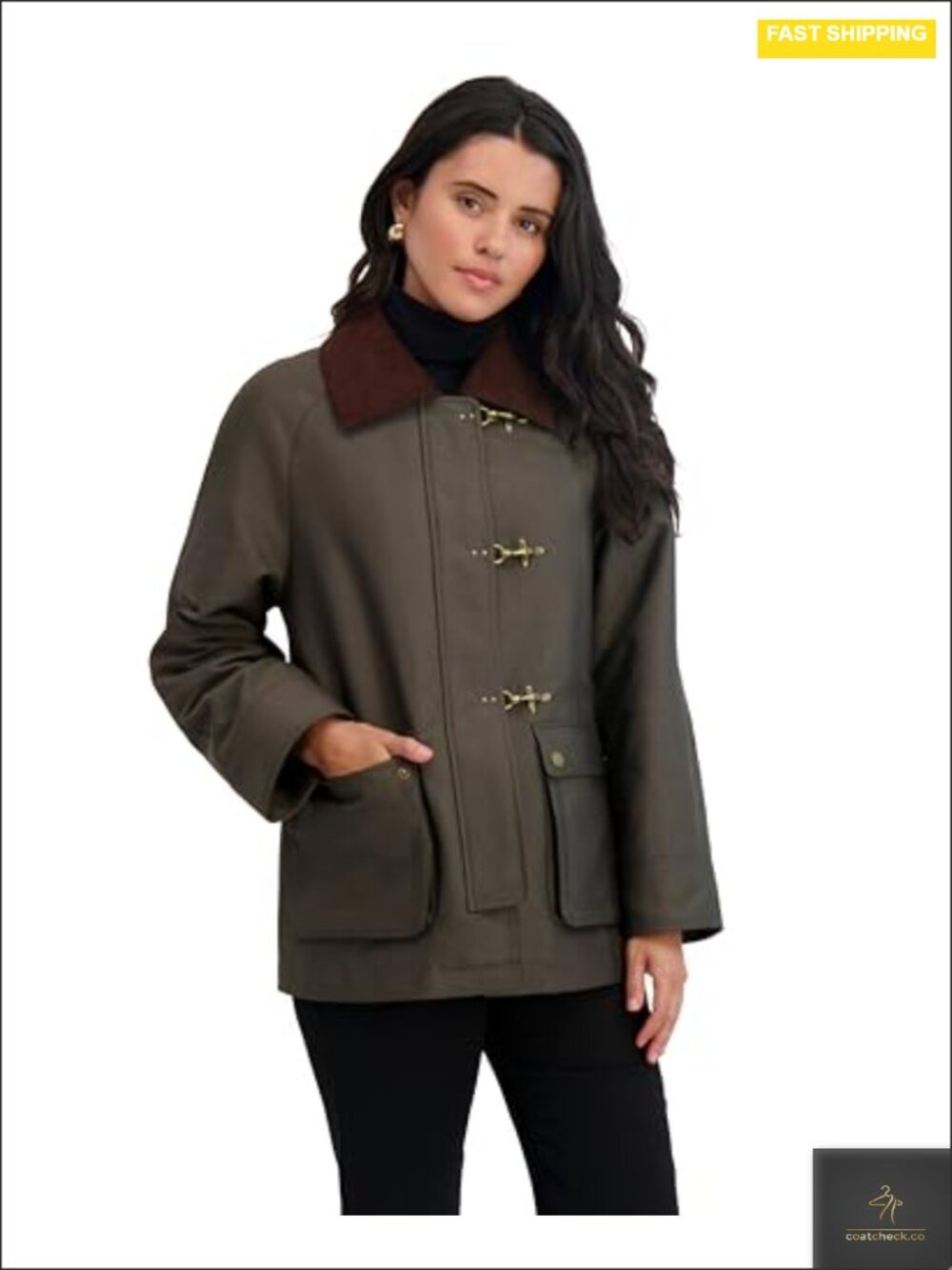 Women's Cotton Blend Barn Jacket Snap Front Fully Lined Cargo Pockets